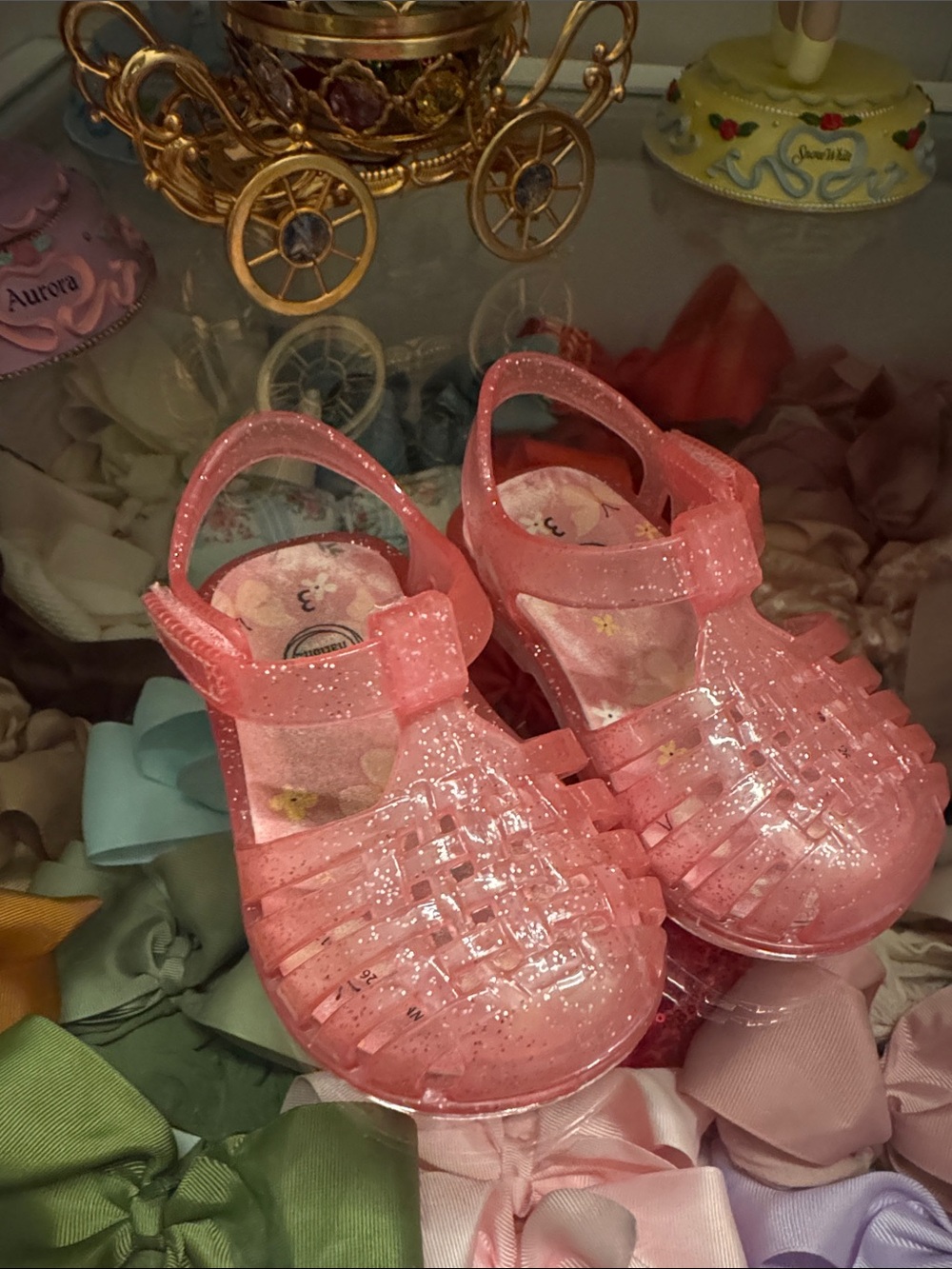 wonder nation Pink Glitter Jelly Sandals for Kids